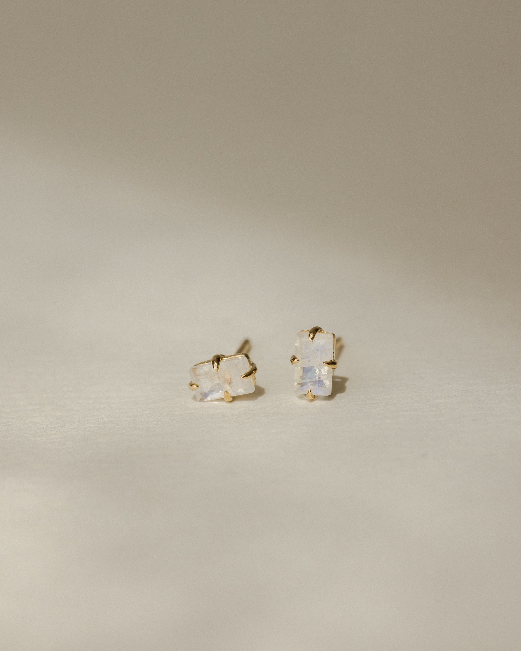 Elegant Moonstone Baguette Stud Earrings