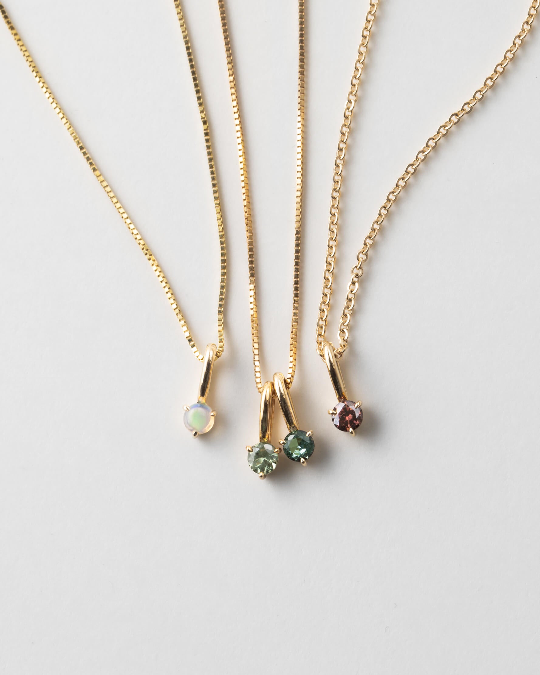 Solid Gold Birthstone Charm Necklace