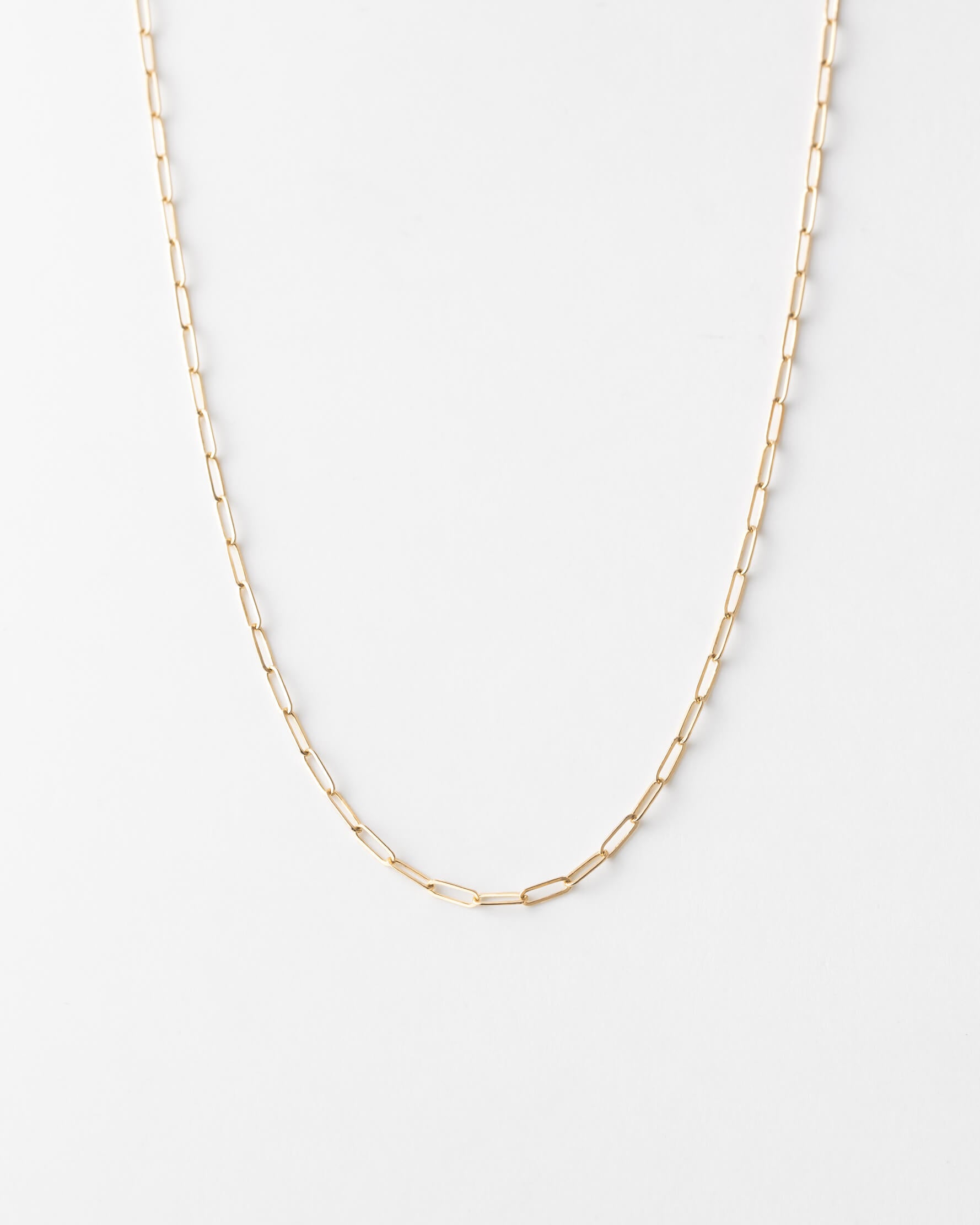 Elegant Solid Gold Paperclip Chain Necklace