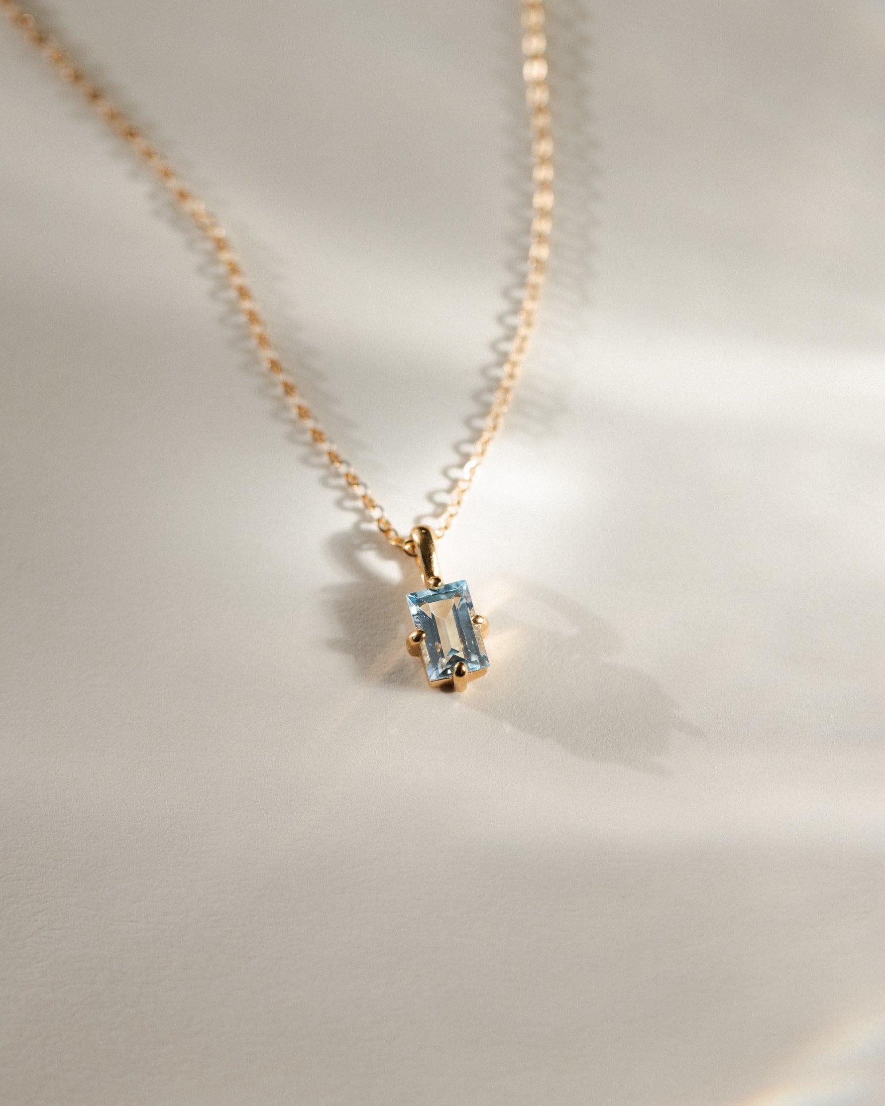 Elegant Aquamarine Baguette Pendant Necklace