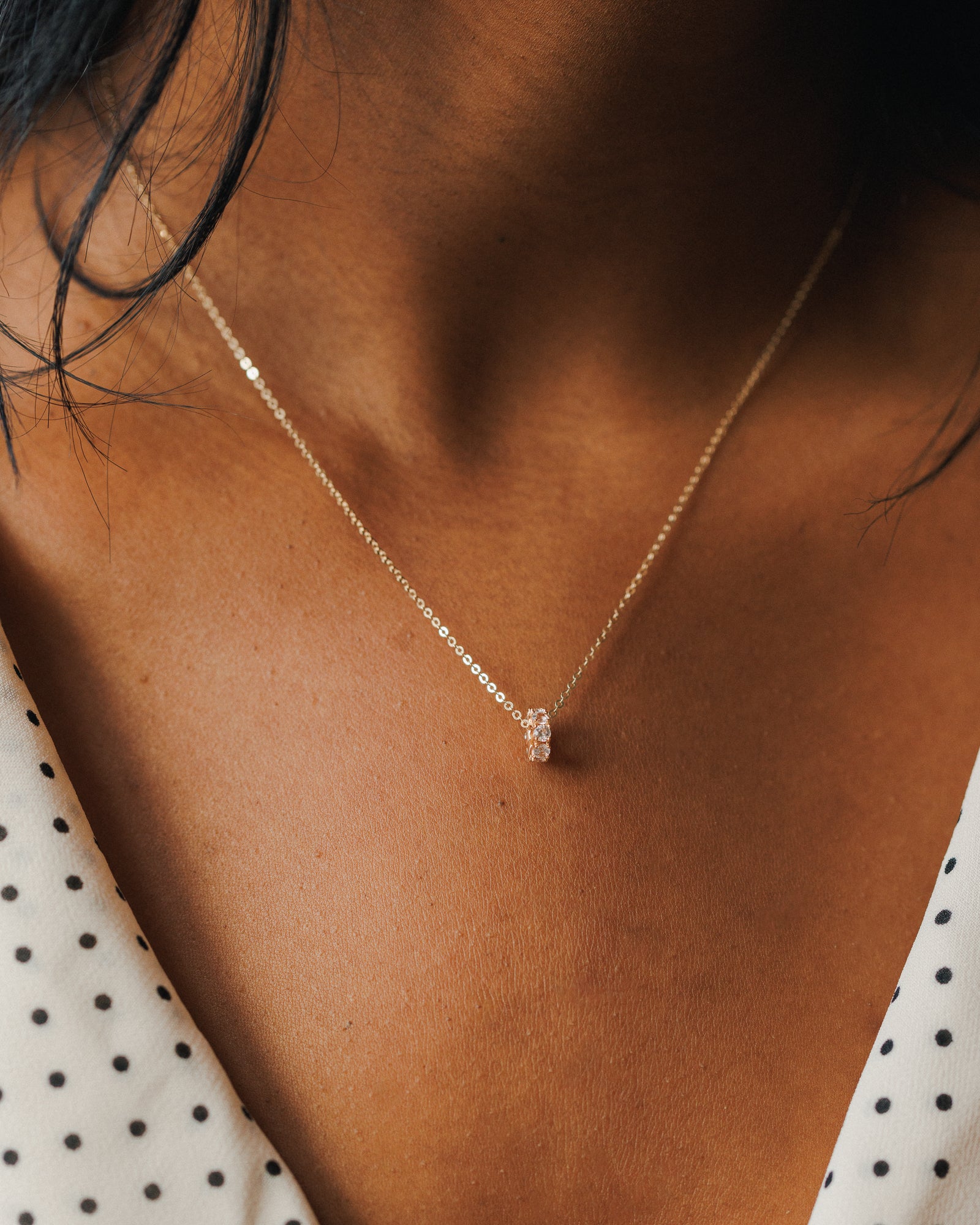 Solid Gold Birthstone Necklace – Aura Bead Charm
