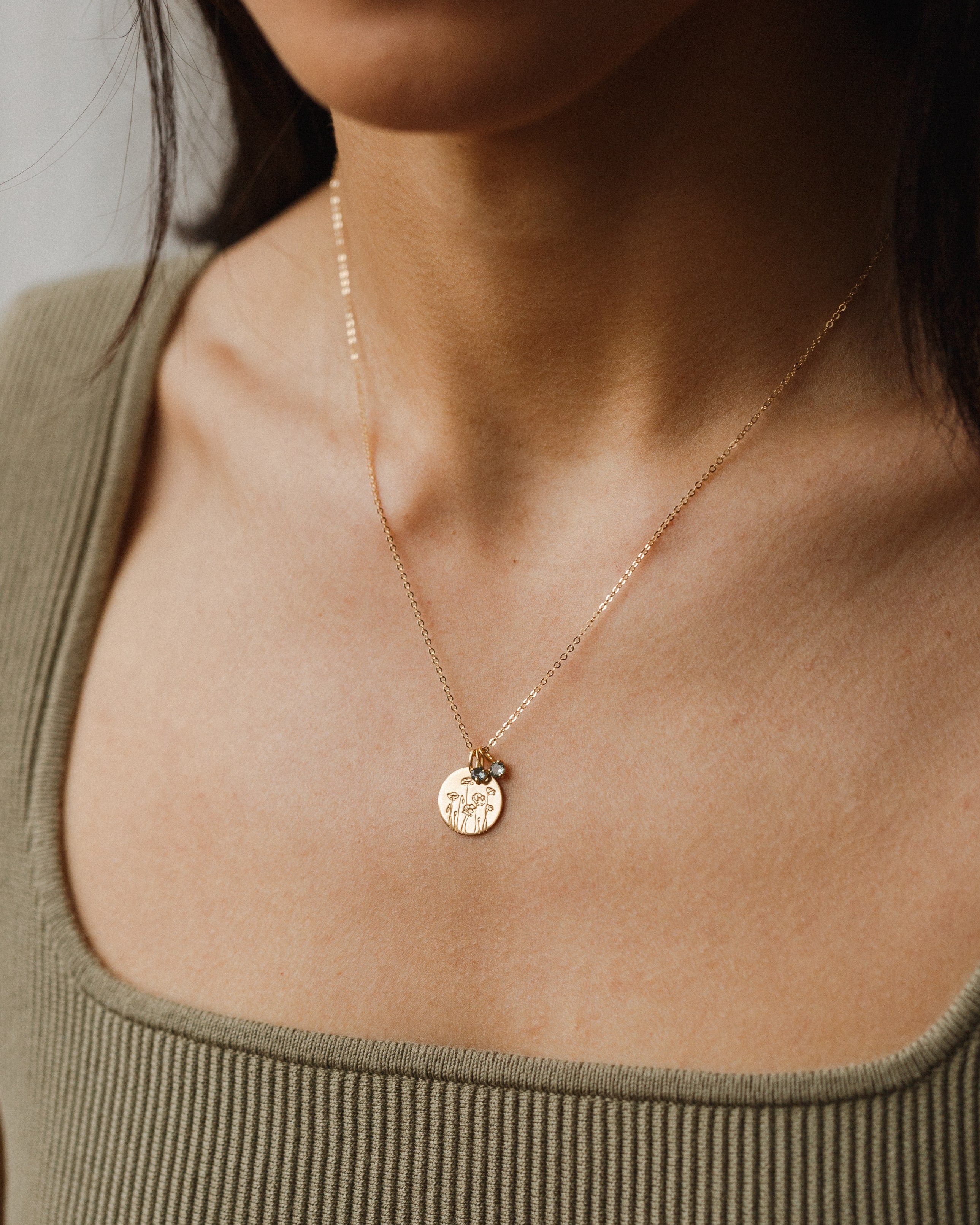 Solid Gold Birthstone Necklace for Personalized Gifts