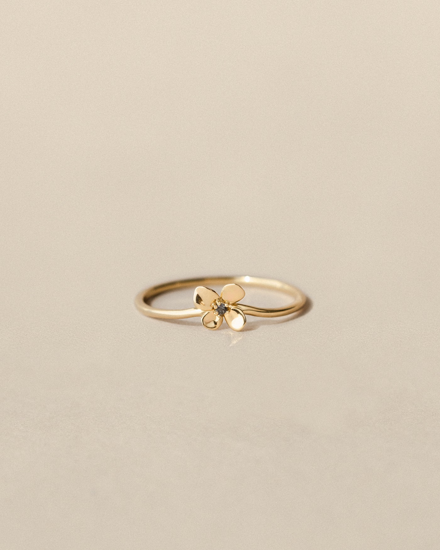 Elegant Midnight Blossom Silver Ring