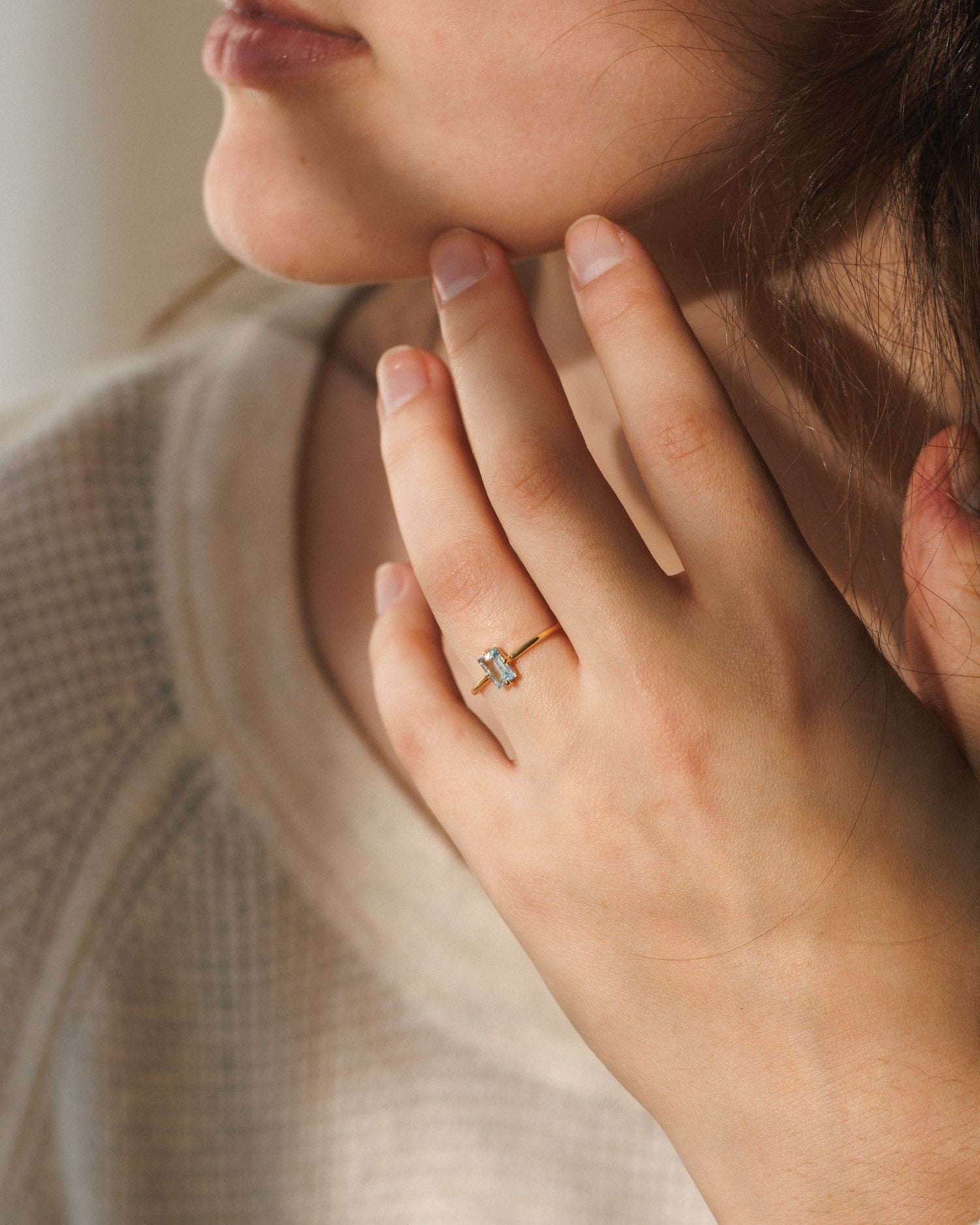 Aquamarine Baguette Ring – Elegant Statement Jewelry