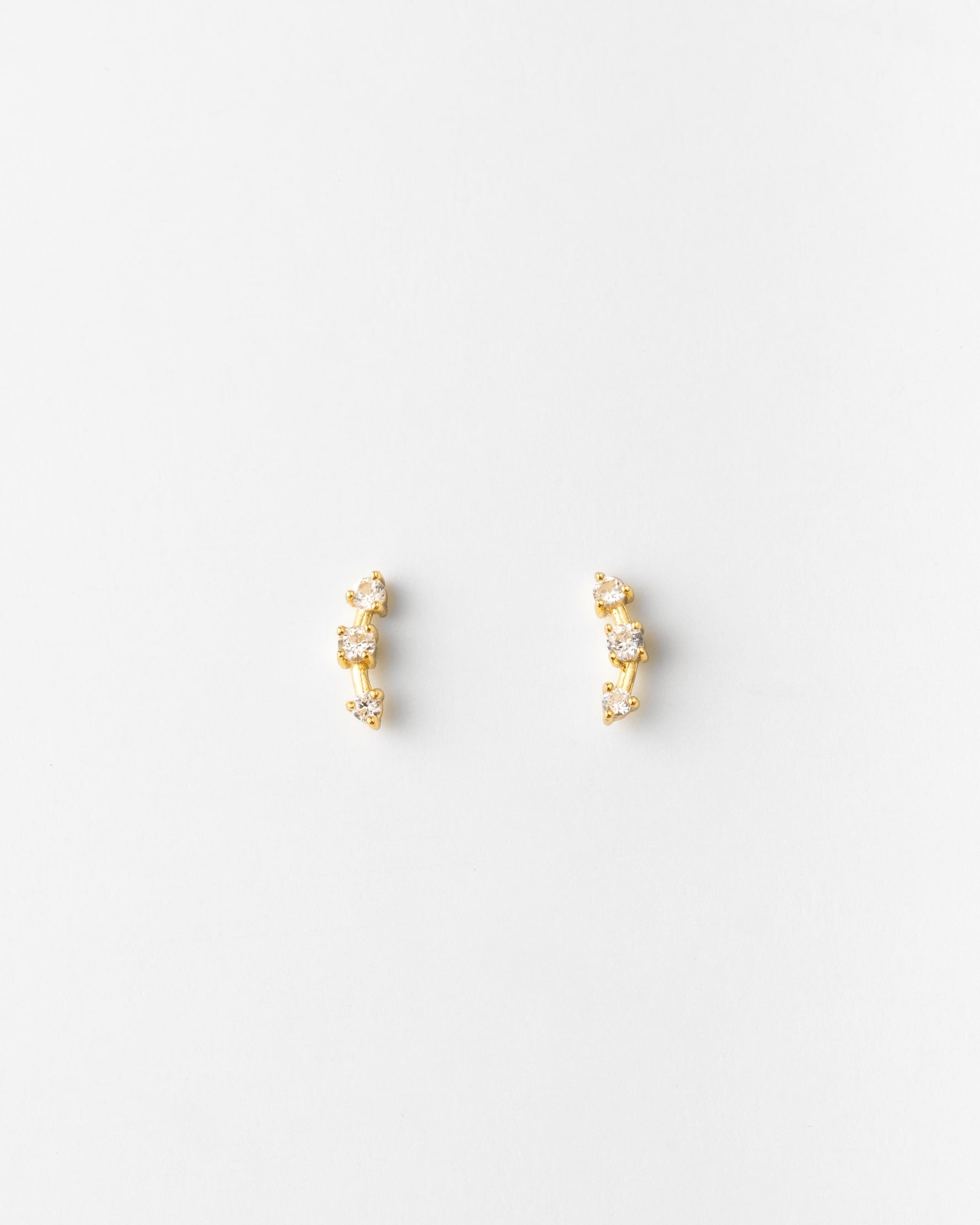 White Sapphire Bar Stud Earrings