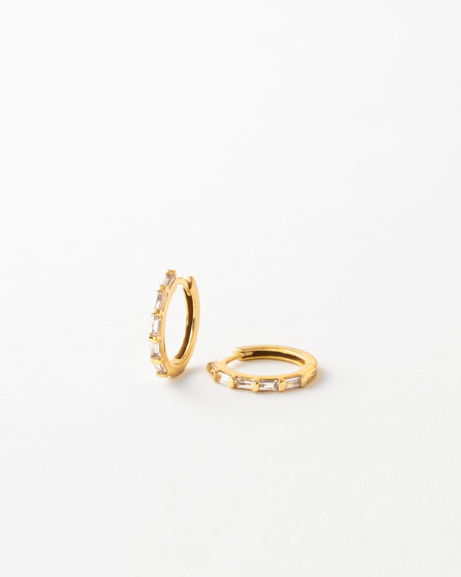 White Sapphire Hoop Earrings – Elegant Deco Style