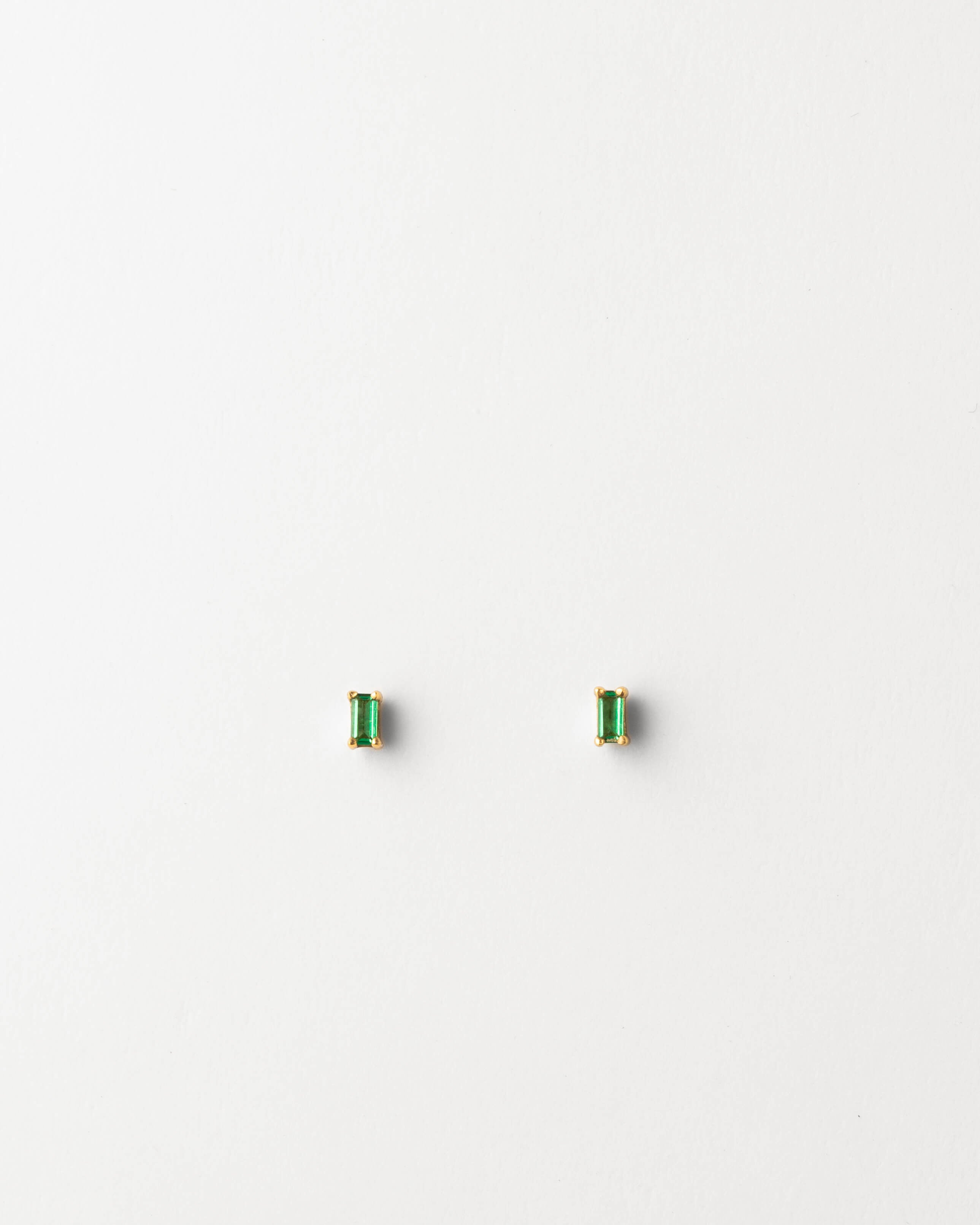 Emerald Green Baguette Stud Earrings