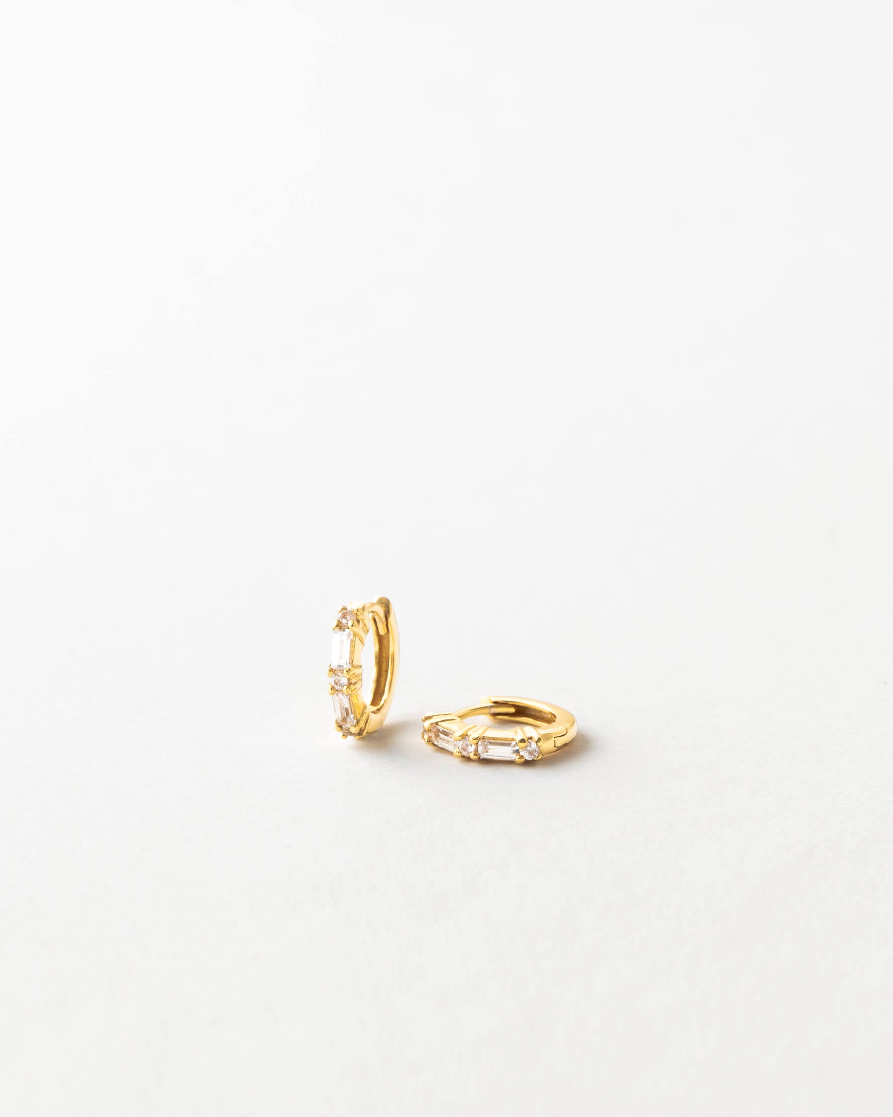 White Sapphire Huggie Hoop Earrings