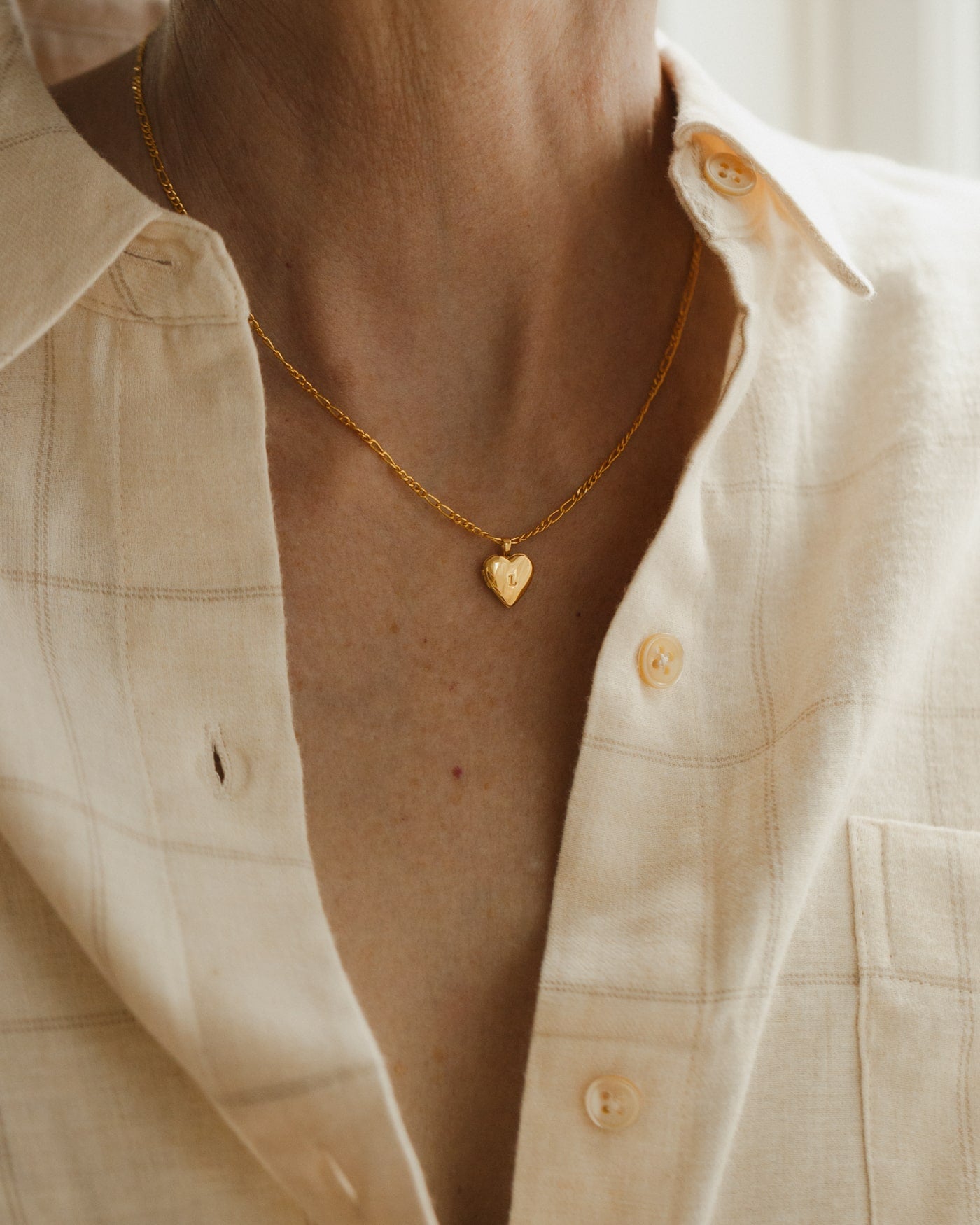 Tiny Heart Locket Necklace for Women