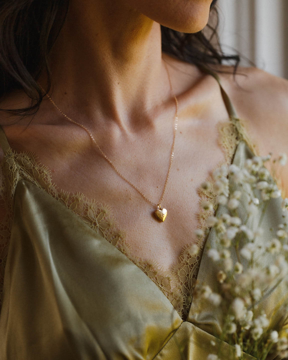 Tiny Heart Locket Necklace for Women