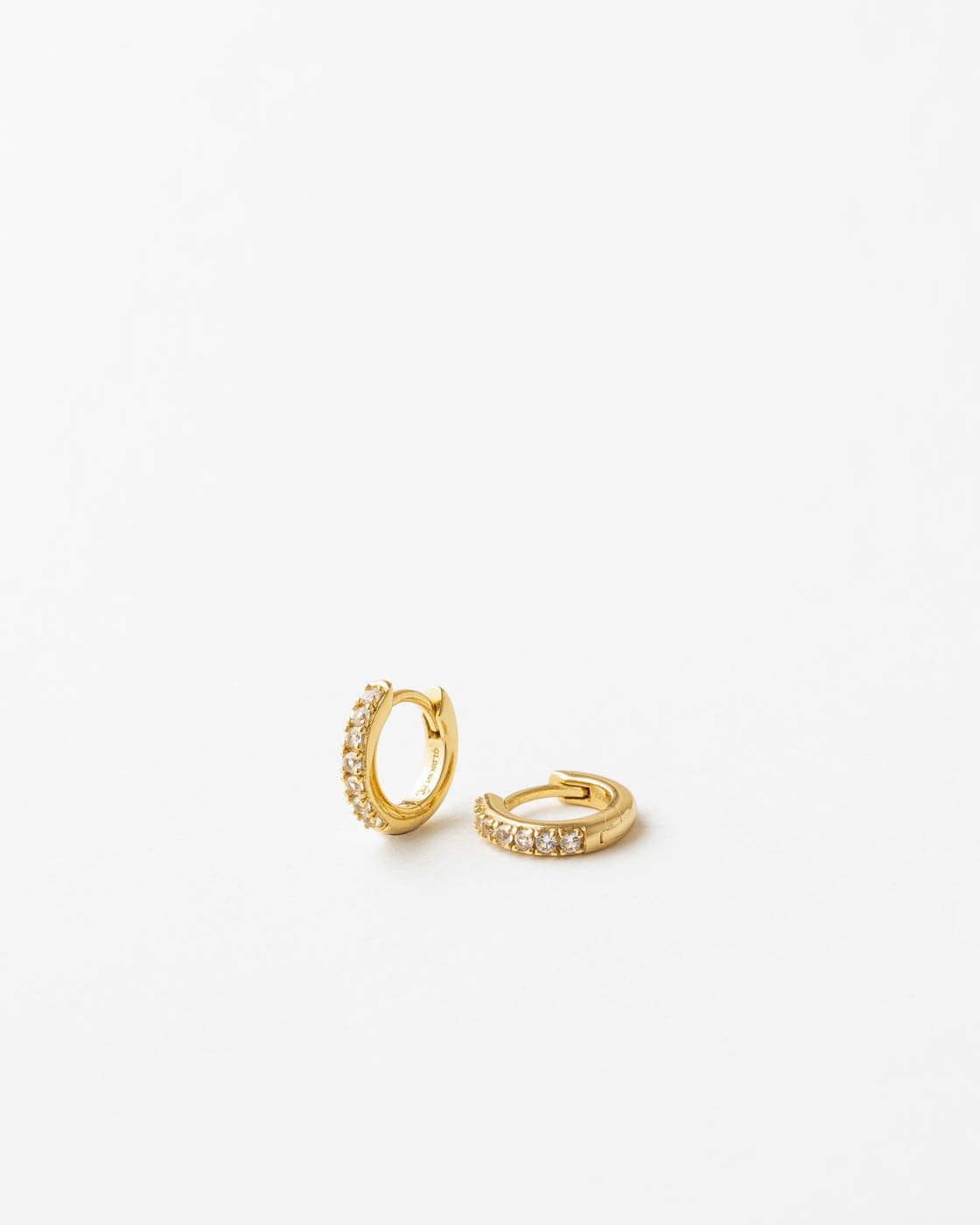 White Sapphire Huggie Hoop Earrings