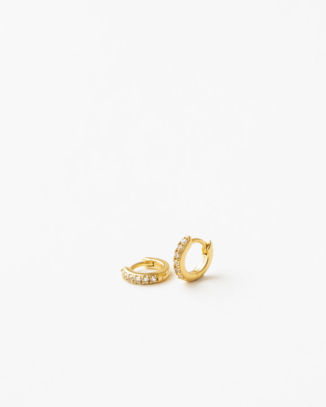 White Sapphire Huggie Hoop Earrings